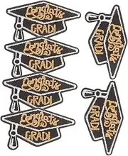 [ARTSEWPLY] 6pcs Graduation Embroidery Patches Appliques for DIY Crafts Clothing Repair and Decoration Creative Sewing Patches for Personalization and Fashion Upgrade