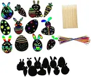 Yardwe 1 Set Easter Theme Scratch Paper Kit for Fun DIY Crafts for Family Bonding