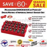 MILWAUKEE SHOCKWAVE? 1/2" DRIVE METRIC + SAE STANDARD IMPACT SOCKET TRAY SET - 2