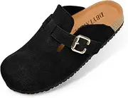 [DBYTXIEYE] Women's Suede Clogs Leather Mules Slip On Sandals with Arch Support Taupe