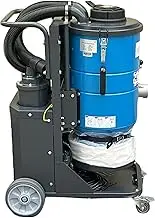 Industrial HEPA Dust Extractor, 2.4KW Single Phase, Mobile Dust Collector with Wheels, Blue