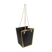 6 Gold Edge Trapezoid 5" Paper Gift Bags Metal Chain Handles Party Decorations