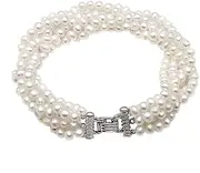 [TGGOHIGH] Bracelets Natural Pearl Bracelet Fit For Women,multi Strands White Freshwater Pearl Bracelet Bohemian Jewelry Girl (Color : White pearl)