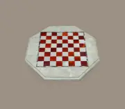 18" marble chess table top center inlay pietra dura malachite room decor c17