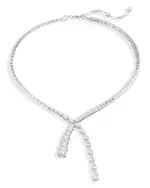 Swarovski Matrix Mixed Cut Crystal Lariat Necklace in Rhodium Plated, 14.87-16.87