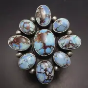 BETTY TOM Navajo GOLDEN HILLS TURQUOISE Sterling Silver RING size 6.5 ADJUSTABLE