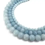 Cloudy Blue Dyed Jade Smooth Round Beads 6mm 8mm 10mm 15.5" Strand