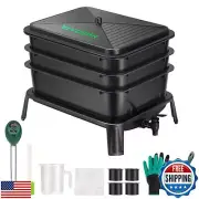 VIVOSUN 3-Layer Worm Compost Bin, 30L Worm Composter, Easy Setup Inclusive Wo
