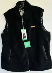 Sage Collective Sherpa Vest Warm Jacket Black Plaid Fleece Lining Women's Sz XL