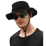 Outdoor Quick-Drying Sun Hat for Men, Summer Man Foldable One Size Black -1pcs
