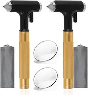 1/2Pcs Car Glass Breaker with Seatbelt Cutter Metal Car Safety Hammer Nonslip Handle Car Emergency Hammer Car Window Breaker Car Escape Hammer(golden,2pcs)