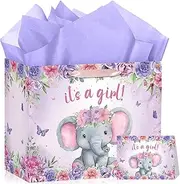 Innovoscape Elephant Baby Shower Birthday Gift Bag for Girl