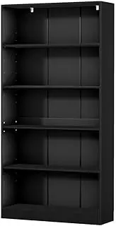 Artiss Bookshelf, 5 Tiers Stand Book Shelf Corner Wall Shelves Display Cabinet Bookcase Bookshelves CD DVD Storage Rack Home Living Room Bedroom Office Furniture, Sturdy Base Black