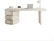 Home Cream Wind Desk and Chair Combination with Storage Drawer Writing Desk Pc Table Home Office Study Table White Storage(160 * 70 * 75cm)