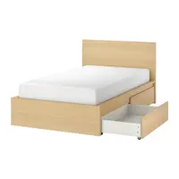 在飛比找IKEA優惠-IKEA 床框附床底收納盒, 實木貼皮, 染白橡木/löns