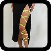 [Xduargs] Gothic Simple Elastic Leg Chain Black Velvet Bikini Garter Belt Vintage Harness Cross Bandage Adjustable Rave Thigh Body Chain Accessories Jewelry for Women, Adjustable, Zinc Alloy, No