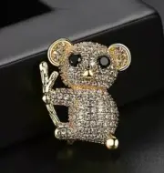2Ct Round Cut Lab Created Diamond Beauty Panda Brooch Pin 14K Yellow Gold Plated