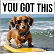 Good Luck Card - Surfing Dachshund - New Job Co Worker Colleague Leaving Card