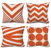 4 Pcs/Set Geometric Pillow Covers Boho Orange 18" x 18" (Pack of 4) Geometric 4