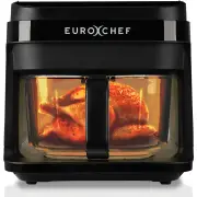 EUROCHEF 6.5L Air Fryer, Electric Digital Airfryer with Glass Container, Black