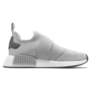 adidas 休閒鞋 NMD_R1 W Strap 女鞋 灰 白 BOOST 襪套 魔鬼氈 三葉草 愛迪達 GW9470