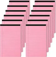 ReliThick 12 Pack Legal Notepad Writing Pads, 5 x 8'' Narrow Ruled, 50 Sheets/100 Pages Lined Note Pads, Recycled Paper Writing Pad, To Do List Notepad Small Letter Size for Office(Pink)