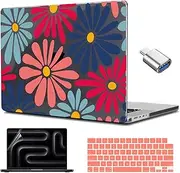 CISSOOK Compatible with MacBook Pro 14 inch 2025 2024-2021 Release M4 M3 M2 M1 Chip A3112 A3185 A3401 A2918 A2992 A2779 A2442l, Hard Shell Case with Keyboard Cover&Screen Protector, Daisy Flowers