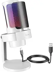 FIFINE USB Microphone PC, Gaming Microphone for Streaming Podcast Studio, Microphone USBC for PS4 PS5 MAC with RGB Control, Mute Switch, Headphone Jack, Pop Filter