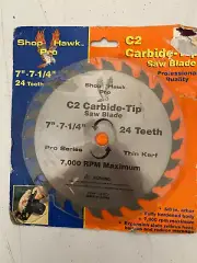 Shop Hawk Pro 7" -7 1/4" C2 Carbide Tip Saw Blade 24 Teeth Pro Series