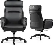 [EUREKA ERGONOMIC] Leather Office Chair Ergonomic Desk Chair, Executive Chair Office Gaming Chair, Comfy Upholstered Big and Tall Office Chair with Elevatable Headrest & Padded Armrests, Black