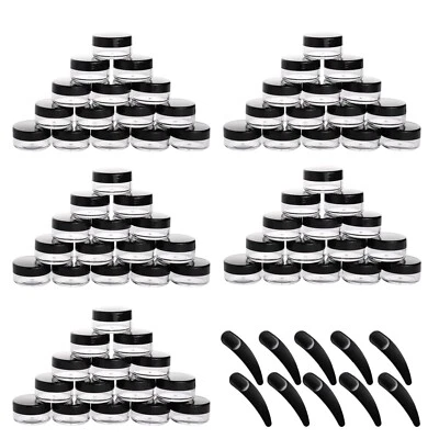 100 Pcs 10g Small Sample Containers with Lids and 10 Pcs Cosmetic Spatula