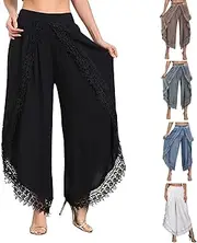 [Generic] Lace Patchwork Harem Pants for Ladies Women's High Waist Wide Leg Stretch Trousers Plus Size Oversized