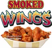 Smoked Wings DECAL Chicken Food Truck Concession Vinyl Sticker (CHOOSE SIZE)