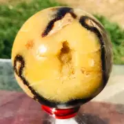 608g Natural Septarian Dragon Sphere Crystal Geode Ball Specimen Healing