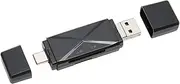 NutriEss 3 in 1 USB Storage Card Reader USB C USB 3.0 Micro USB Portable Storage Card Memory Card Reader with 3 Connectors (黒)