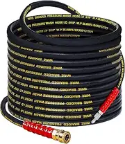 50 FT Pressure Washer Hose with 3/8" Quick Connect, 4000 PSI Kink Resistant High Tensile Wire Power Washer Hose, M22 14mm to 3/8 Inch Male & Female Quick Connect