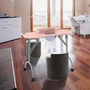 CostwayFolding Manicure Nail Table with Electric Dust Collector-Pink