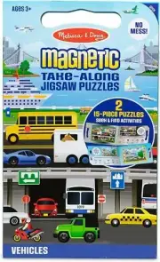 Melissa & Doug Magnetic Jigsaw Puzzle Travel Toy – Vehicles