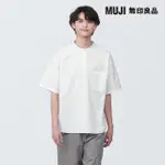 【MUJI 無印良品】男棉混涼感亨利領布帛短袖T恤(共7色)