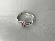Handmade Adjustable 925 Silver Toe Ring With Swarovski Crystal Flower