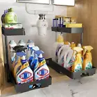 2 Pack under Sink Organizers and Storage, 2 Tier Pull Out Bathroom Cabinet Organ