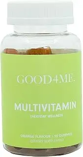 GOOD4ME Multivitamin Gummies, Vitamins A, B-5,6,12, C, D2, E, Biotin, Folic Acid, Zinc, Iodide, Daily Multivitamin for Men and Women, Orange Flavour