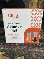 Salt and Pepper Grinder Set - Refillable Sea Salt Peppercorn Stainless Steel NEW