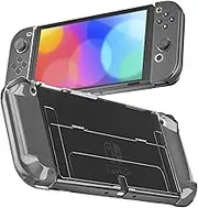 RHOTALL 3 in 1 Protective Black Clear Case Cover for Nintendo Switch, Dockable Case for Nintendo Switch and Joy Con Controller with Glitter Clear Grip Cover Shock-Absorption and Anti-Scratch Design
