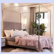 Full Size Canopy Bed e Post Pole, Stainless Steel Bed Curtain Pole, 4 Corner Bed Net e, Mosquito Net Bracket (King)