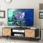 Merryluk High Gloss TV Stand – Modern Entertainment Center with Storage Shelves & Doors for 45–65 Inch TVs, Living Room or Bedroom Media Console