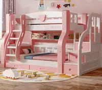 在飛比找樂天市場購物網優惠-粉色實木 兒童上下床 女孩高低床 子母床 公主雙層 床 雙人