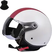 Vintage Motorcycle Helmet Open Face Motorcycle Jet Helmet 3/4 Half Helmet with Sun Visor Men and Women Vintage Moped Helmet for Scooter Cruiser ECE Approved