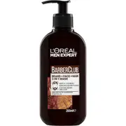 L'Oréal Paris 3-in-1 Beard, Face and Hair Cleansing Wash For Men, Enriched with Essential Oils, Men Expert Barber Club, 200ml