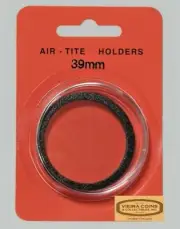 39mm AIRTITE COIN HOLDER CAPSULE BLACK RING for 1 OZ Silver Round - #48000